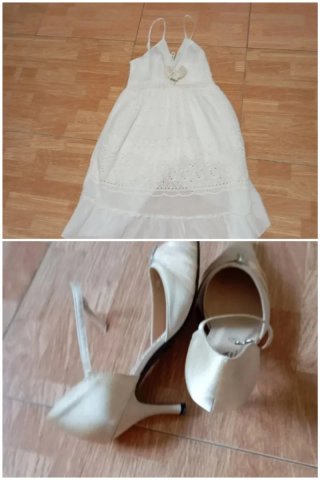 Conjunto Vestido y Zapatos Blanco