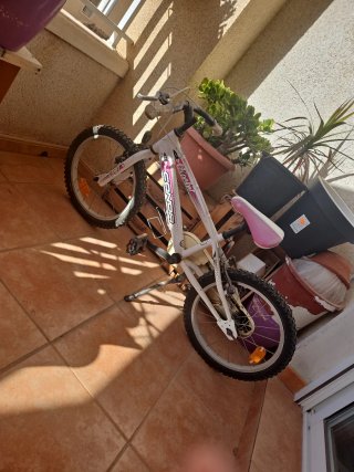 Bicicleta infantil blanca y rosa