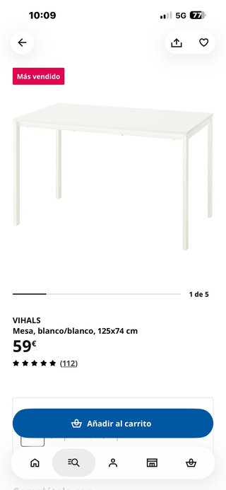 Mesa VIHALS IKEA Blanca 125x74 cm