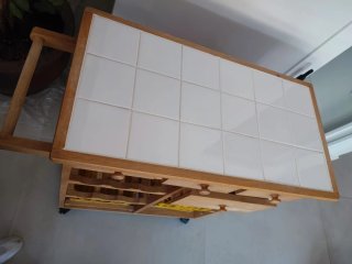 Carrito Cocina Madera Botellero Cestas Mimbre