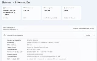 Portátil HP Core i5 8GB RAM 128GB SSD