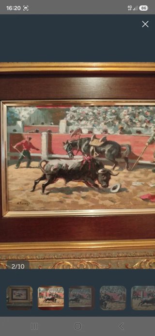 Cuadro óleo toreros sobre tablilla