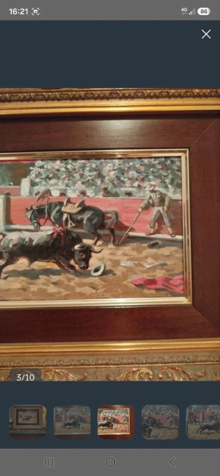 Cuadro óleo toreros sobre tablilla