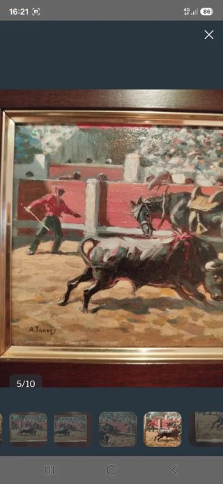 Cuadro óleo toreros sobre tablilla