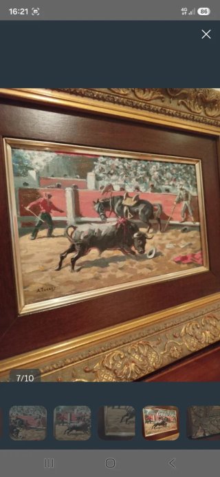Cuadro óleo toreros sobre tablilla