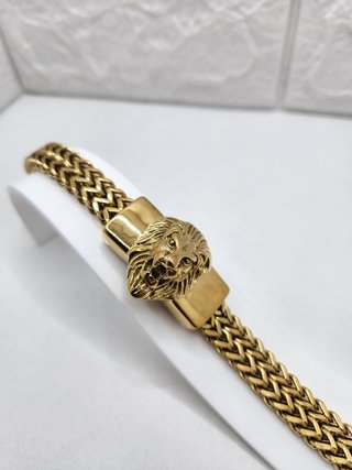 Pulsera Acero Quirúrgico León Chapado Oro