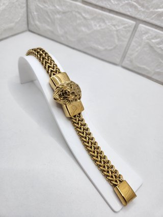 Pulsera Acero Quirúrgico León Chapado Oro