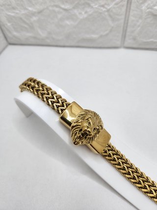 Pulsera Acero Quirúrgico León Chapado Oro