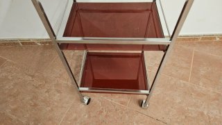 Estantería metálica 4 baldas cristal,ruedas.Valenc