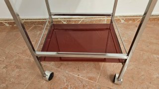 Estantería metálica 4 baldas cristal,ruedas.Valenc