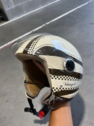 Casco Moto Vintage II Marrón y Beige