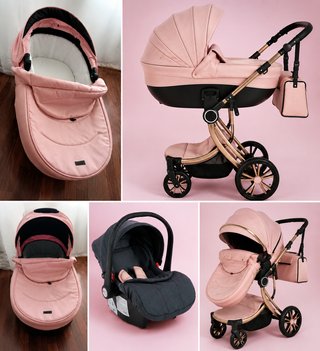 Carro de bebé 3 piezas rosa