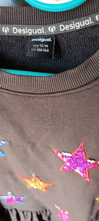 Vestido Desigual niña estrellas lentejuelas