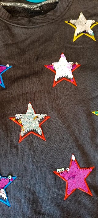 Vestido Desigual niña estrellas lentejuelas