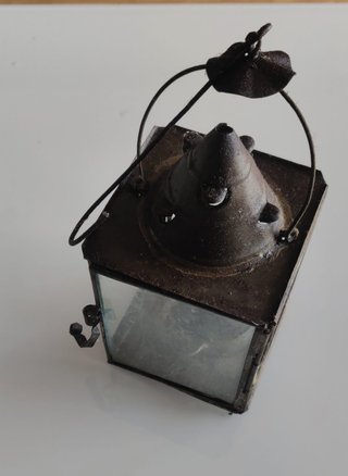 Farolillo antiguo metal y cristal
