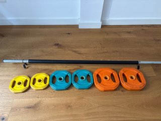 Barra y discos gimnasio de 1,25-2,5 y 5 kg