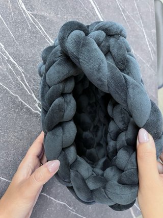Crochet Bag in velluto antracite