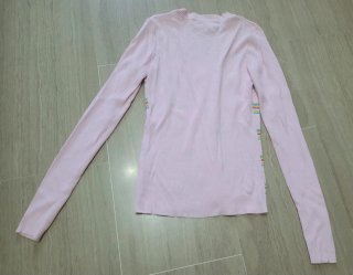 Cardigan vintage righe arcobaleno rosa