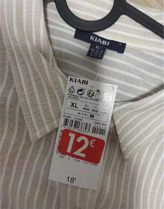 Camisa oversize Kiabi beige XL con etiqueta