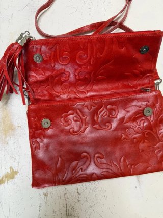 Pochette vera pelle rossa con tracolla