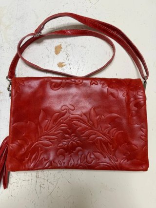 Pochette vera pelle rossa con tracolla