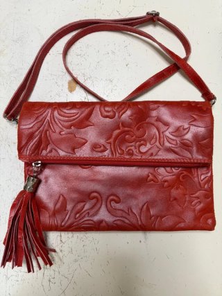 Pochette vera pelle rossa con tracolla