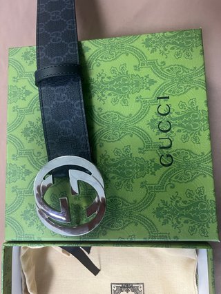 Cinturón Gucci 95cm Negro/Gris Nuevo