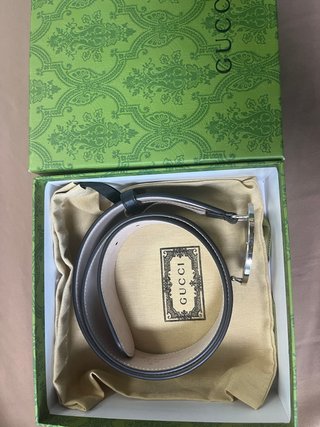 Cinturón Gucci 95cm Negro/Gris Nuevo