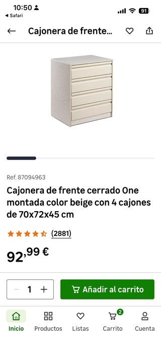Cómoda de madera color marron clarito