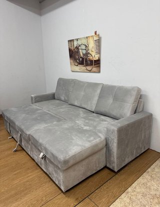 Sofá Cama Gris con Arcón Reversible