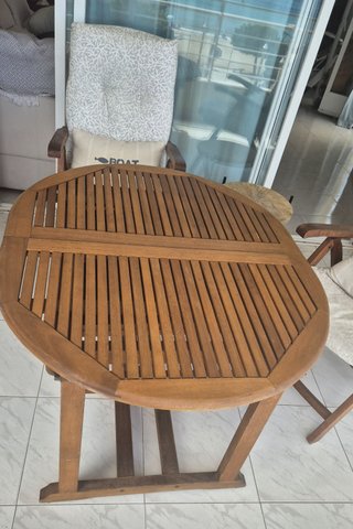 CONJUNTO MESA DE TEKA CON 2 HAMACAS