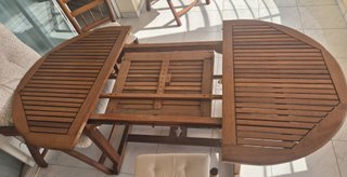 CONJUNTO MESA DE TEKA CON 2 HAMACAS