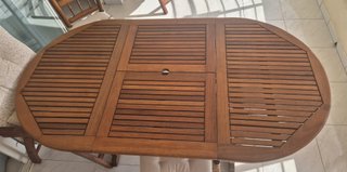 CONJUNTO MESA DE TEKA CON 2 HAMACAS