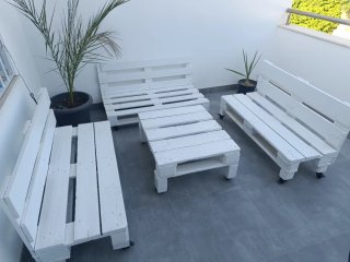 Conjunto de Palets Blancos para Exterior