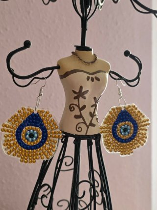 Pendientes Ojo Turco Azul y Dorado