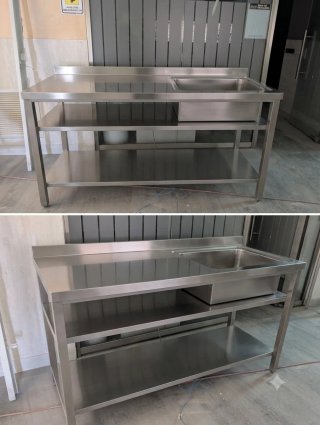 Mesa de hostelería con baño maría 1,50x0,60 x 0,85