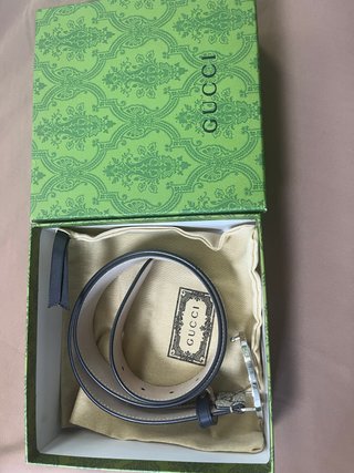 Cinturón Gucci GG Hebilla Plata Beige Nuevo