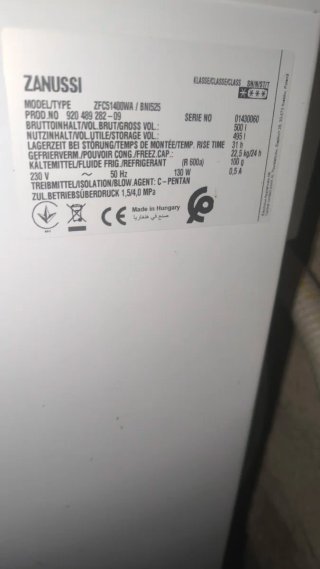 Congelador Zanussi ZFC51400WA