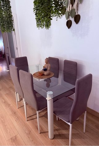 Mesa comedor cristal 6 personas