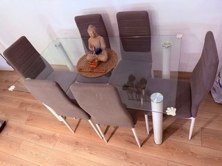 Mesa comedor cristal 6 personas