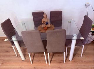 Mesa comedor cristal 6 personas