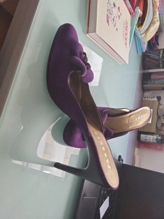 Zapatos de tacón Farrutx morados y dorados