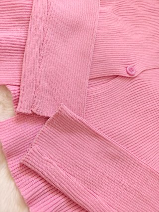 Jersey rosa punto efecto dos piezas