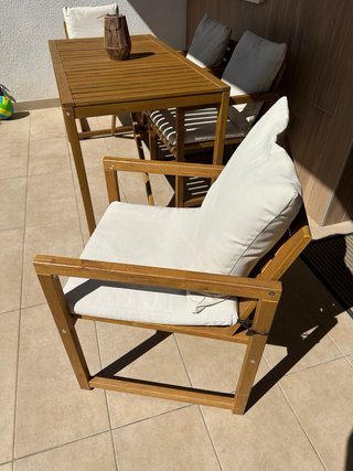 Conjunto mesa y sillas madera exterior