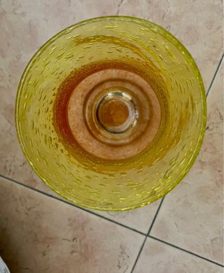 Vaso in vetro soffiato sfumato arancio giallo