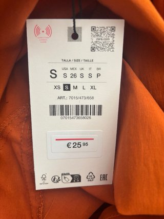 Blusa Zara Talla S Naranja