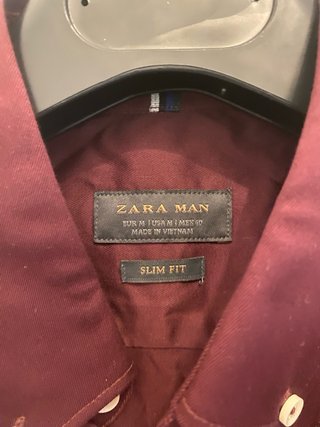 Camisa Zara Slim Fit Roja Talla S