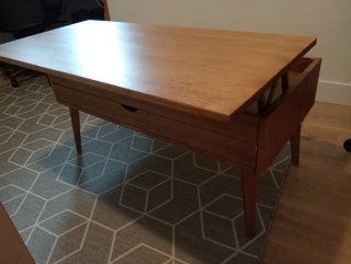 Mesa salón elevable 2 alturas madera