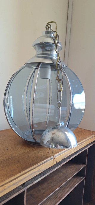 Lampada vintage vetro fumé 84cm design retrò
