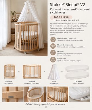 Stokke Sleepi V2 Cuna + Extensión + Dosel